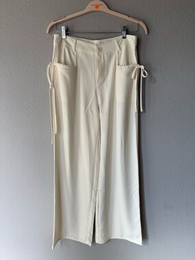 Princess Polly Ivory Wide-Leg Tie-Pocket Pants